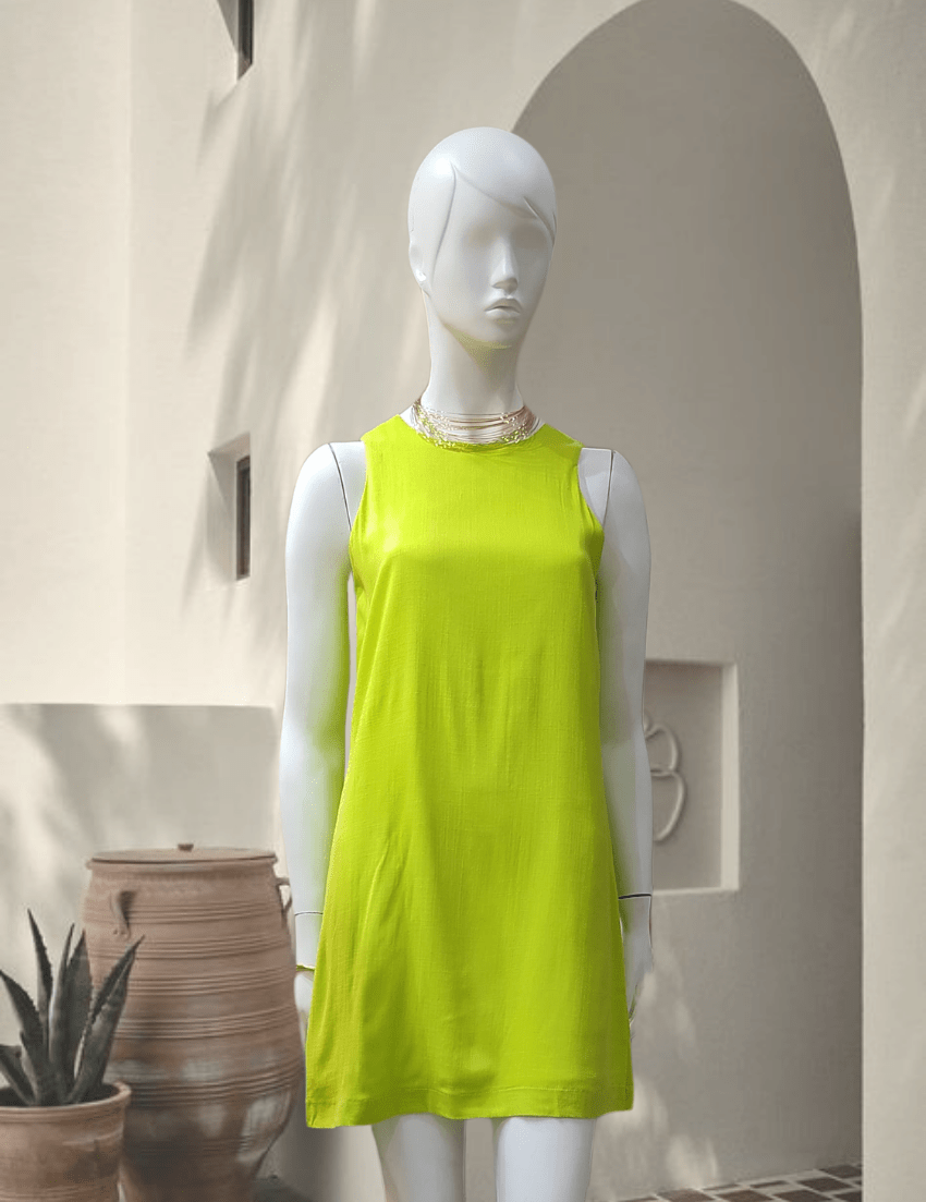 Vestido de lino color verde lima