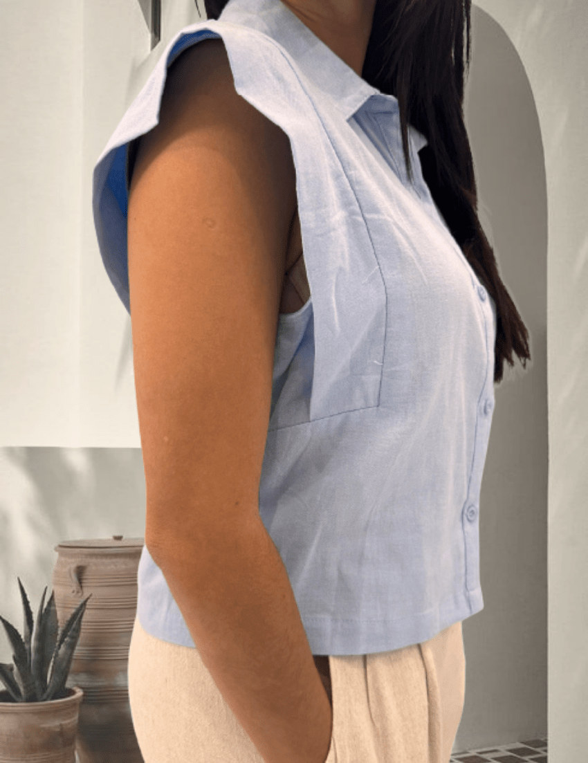 Blusa con vuelos - Celeste