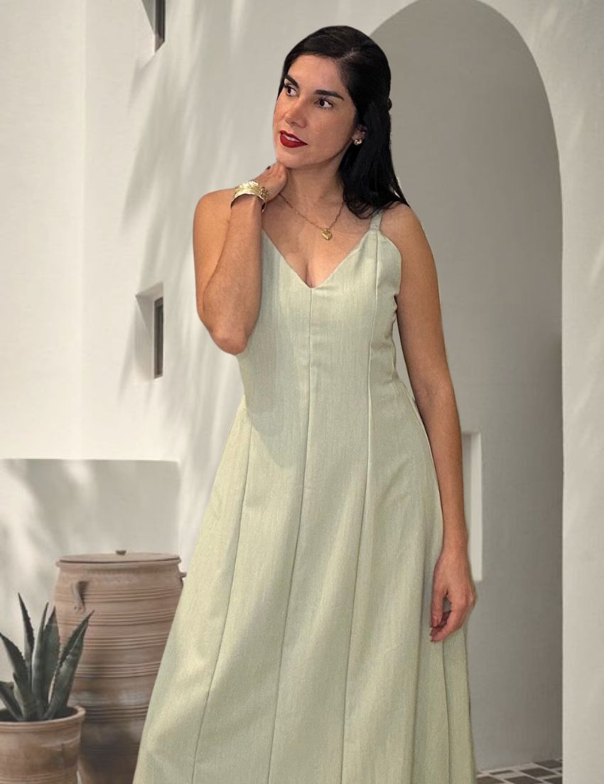 Vestido Laurel en verde pistacho