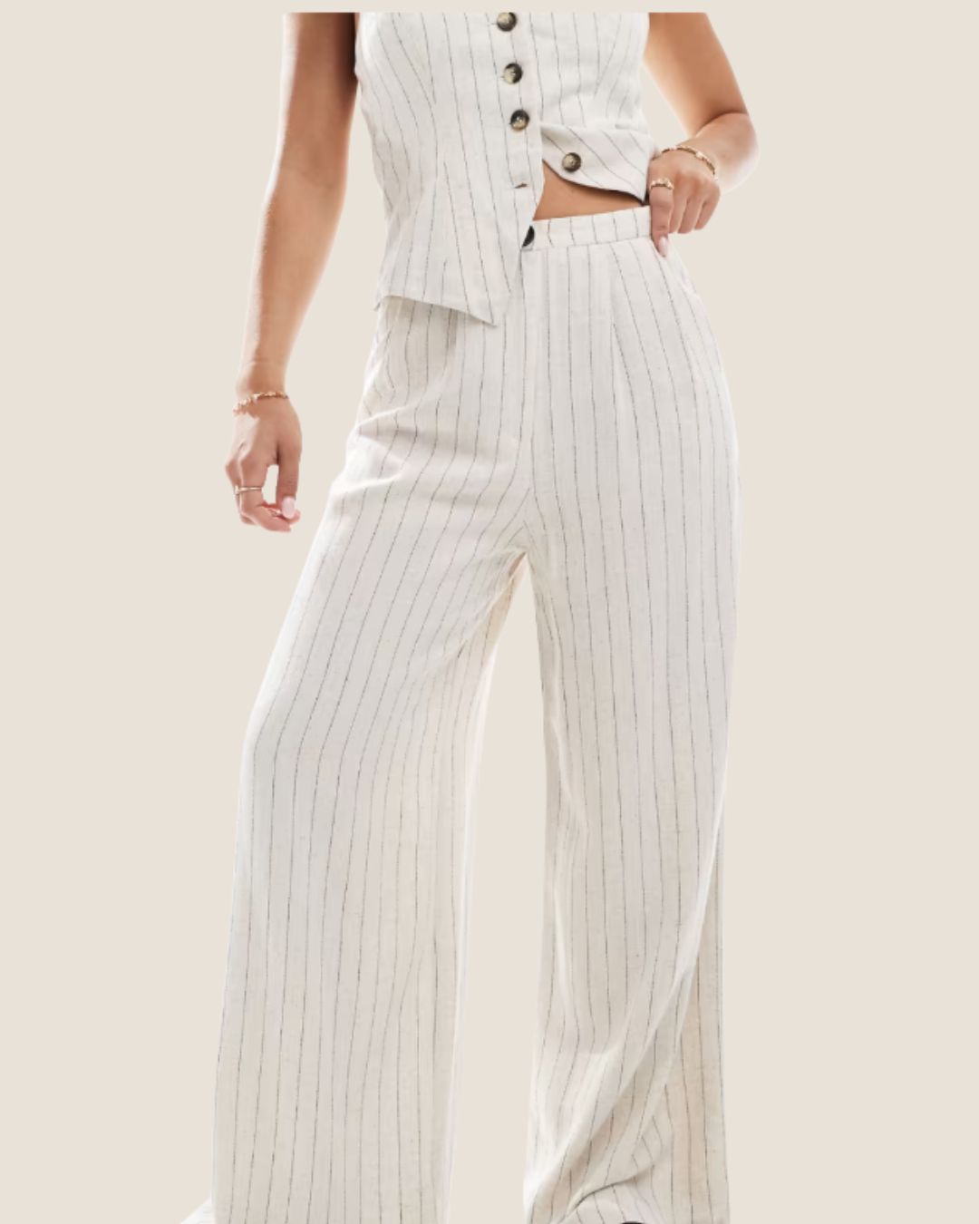 Pantalón de Rayas Beige