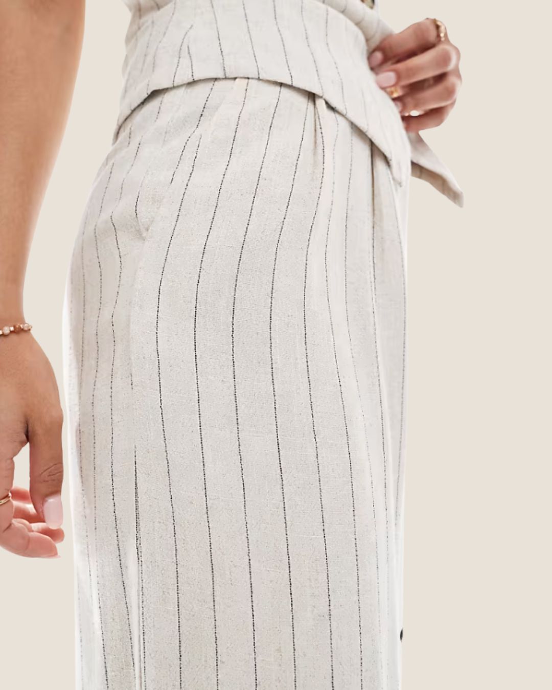 Pantalón de Rayas Beige