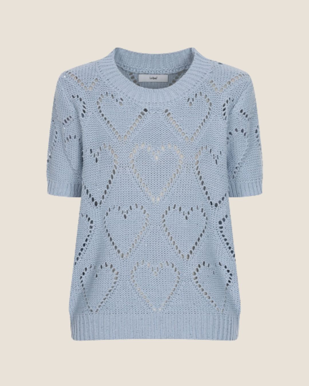 Blusa tejida de corazones celeste