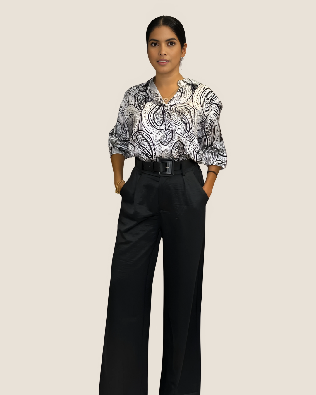 Pantalón satinado negro