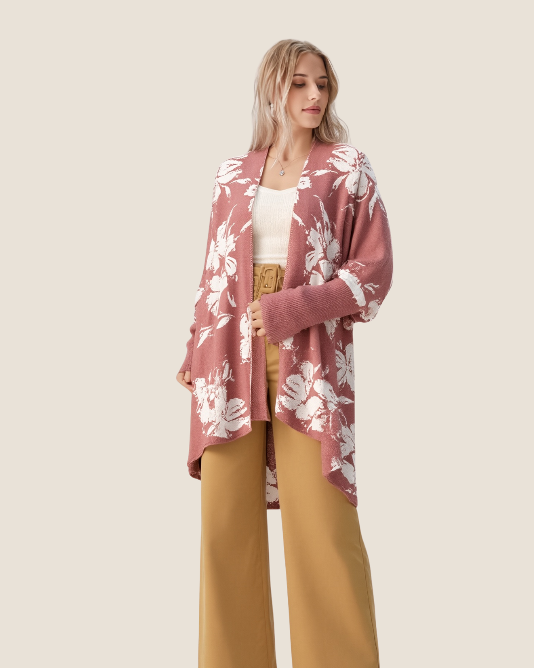 Poncho floral rosa