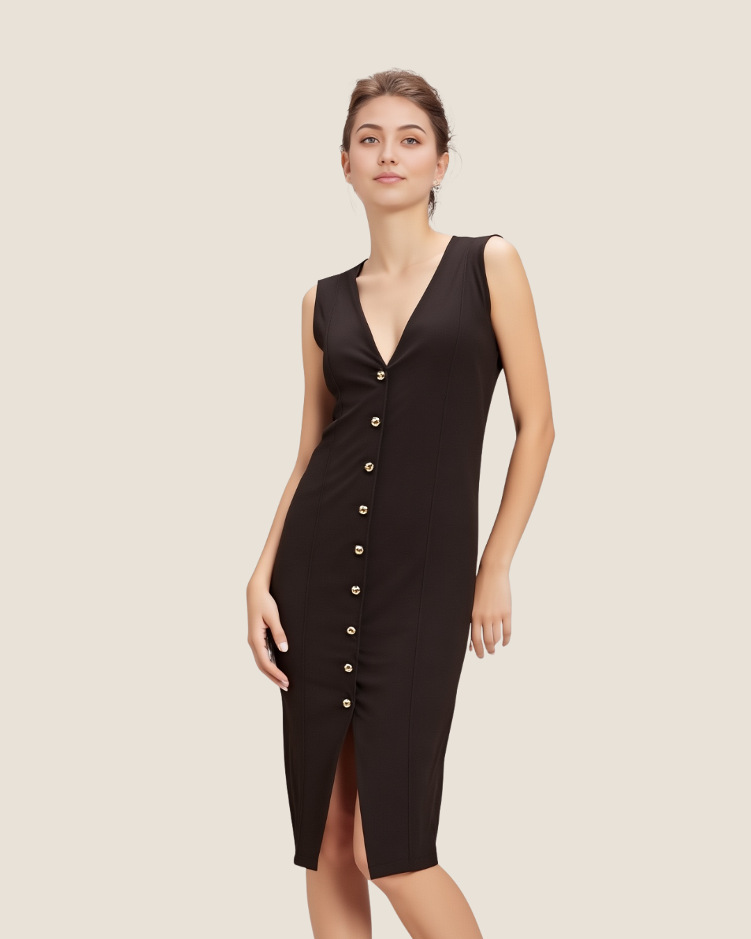 Vestido con escote en V negro