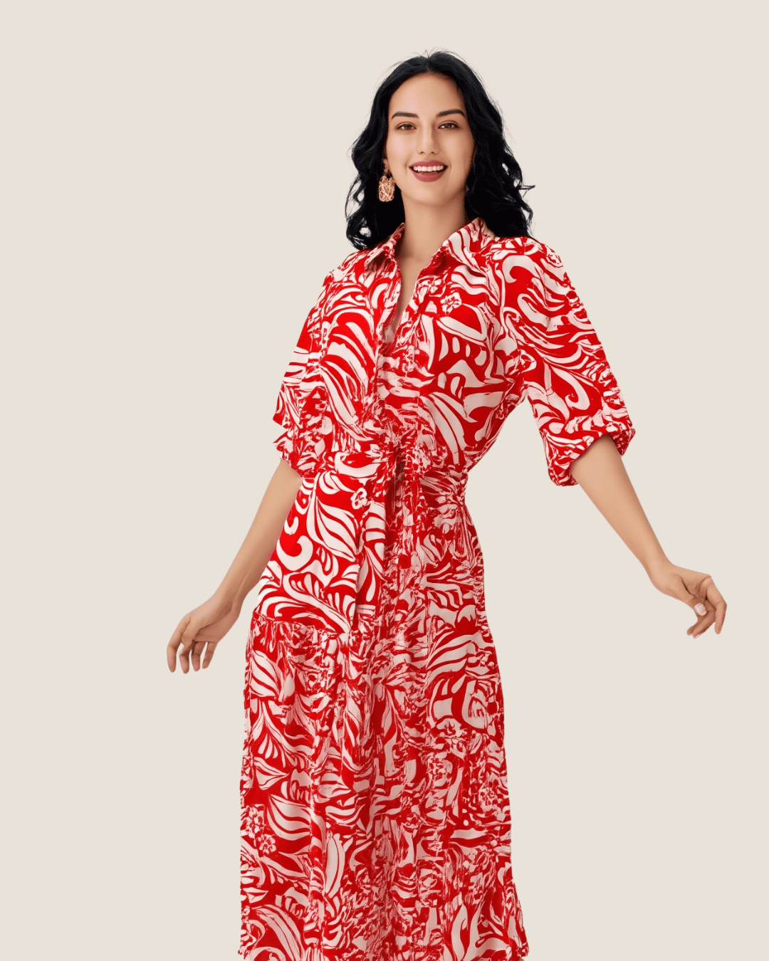 Vestido estampado rojo