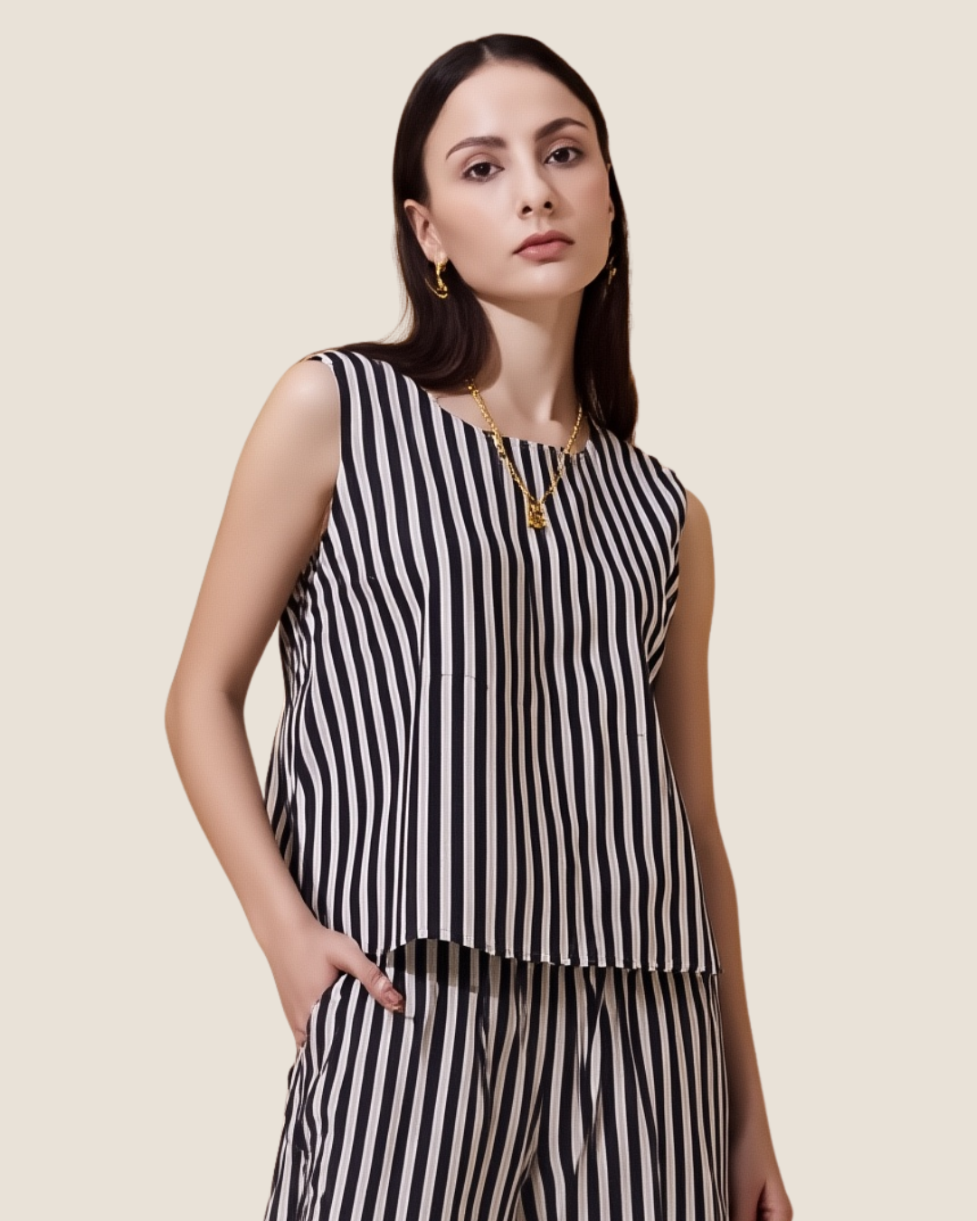 Blusa de rayas sin mangas