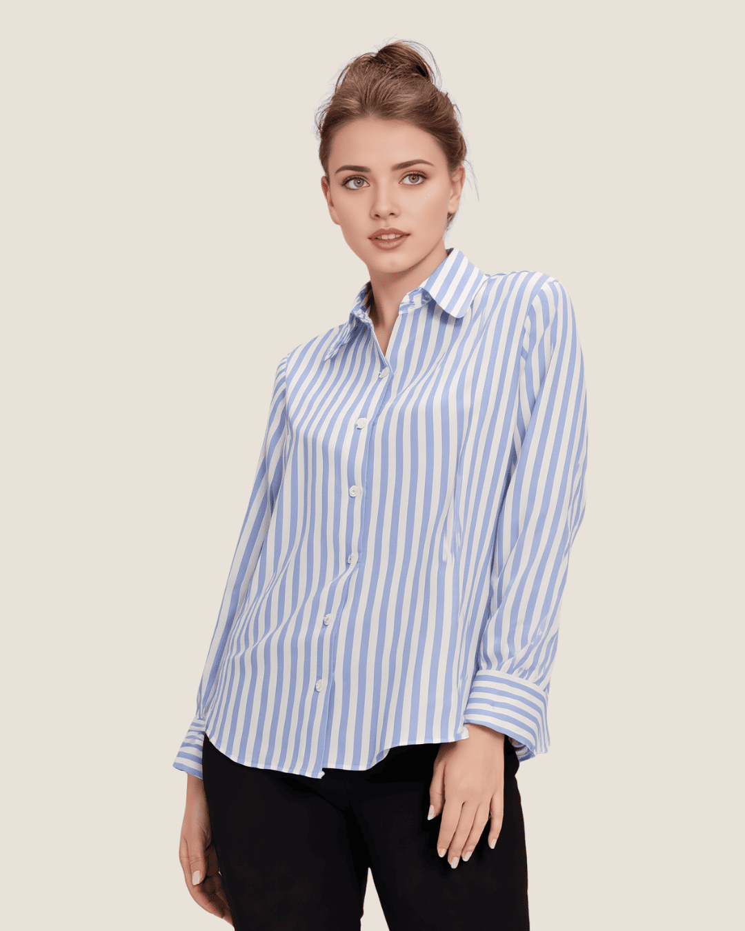 Blusa a rayas de mangas largas