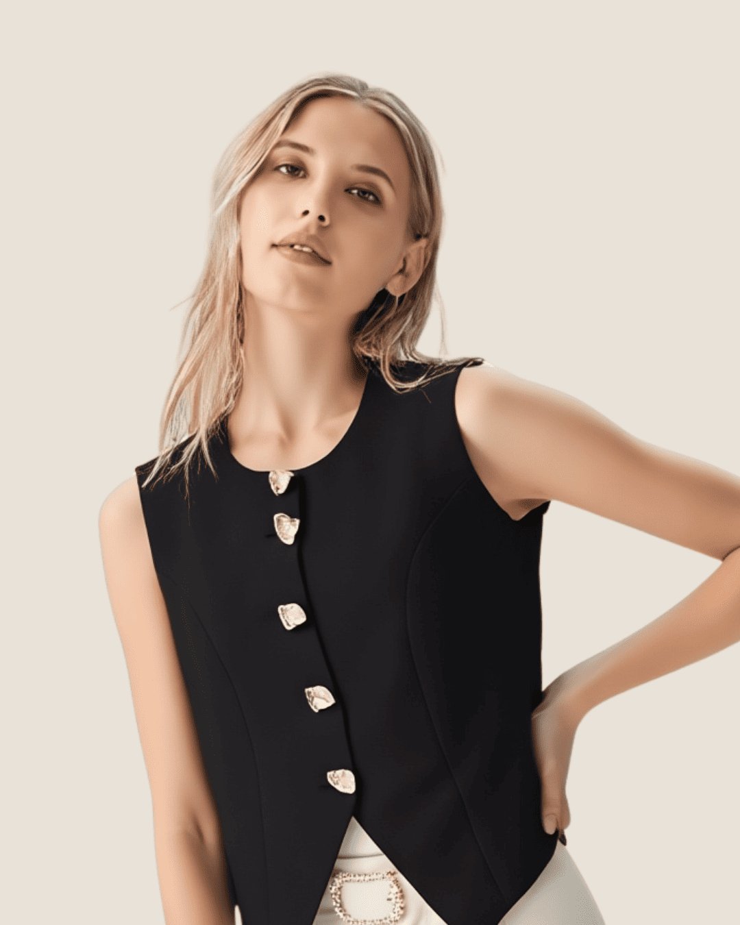 Chaleco de botones dorados