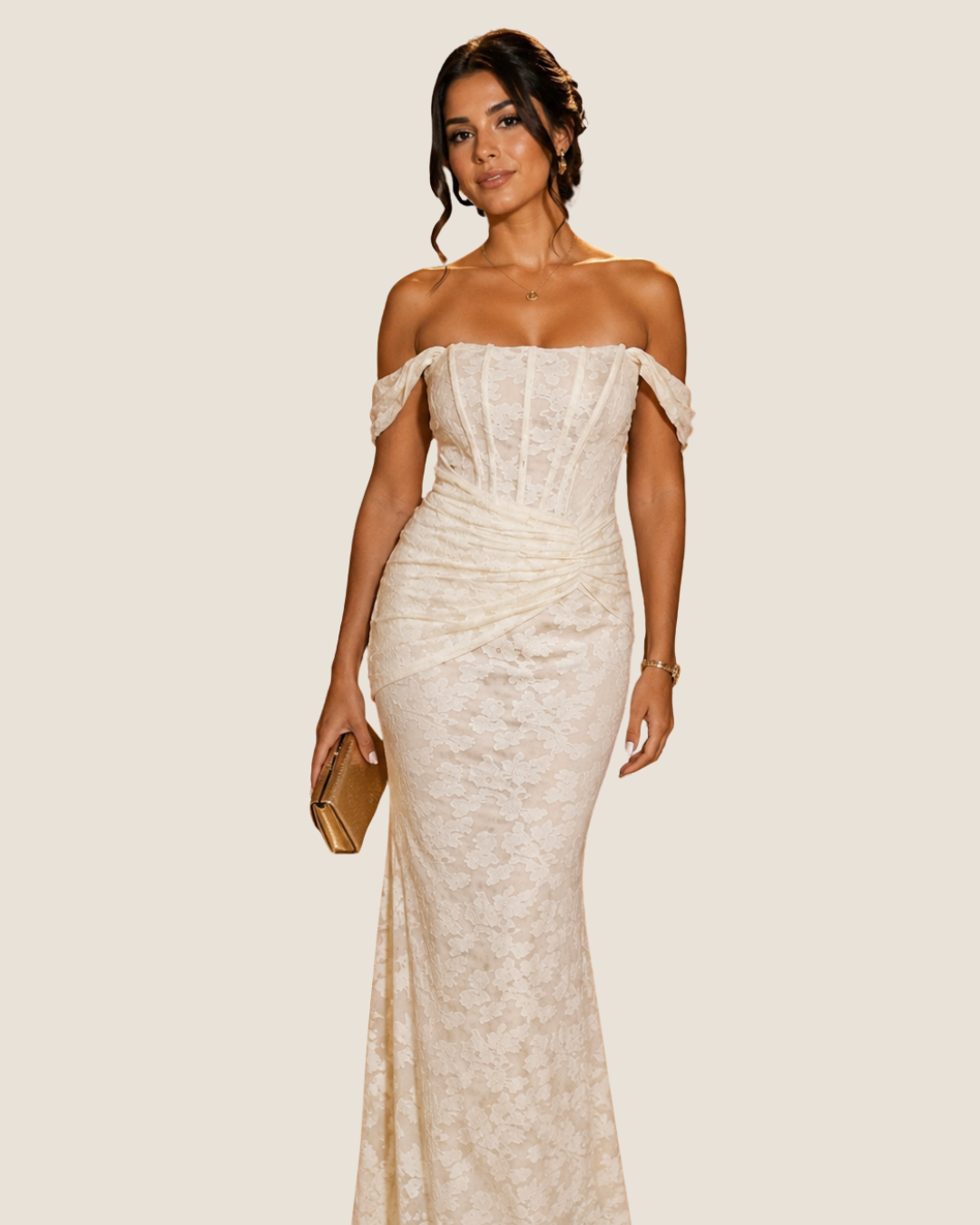 Vestido Fiesta Blanco con Encaje