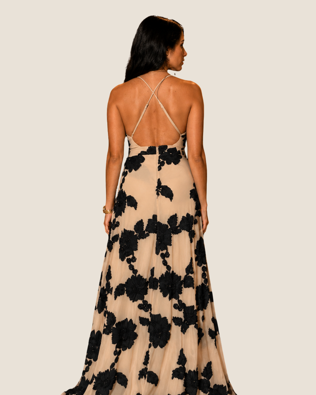 Vestido Fiesta Flores Bordadas